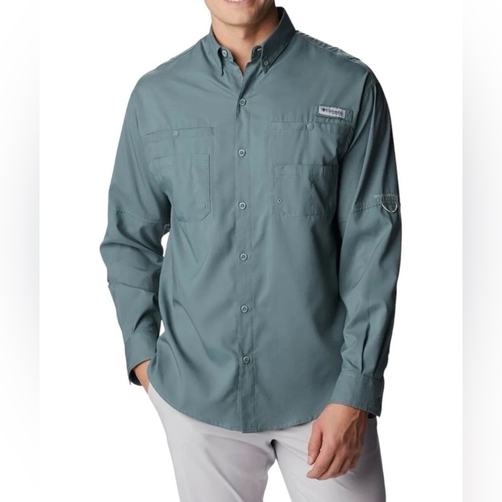Columbia Omni Shade Long Sleeve Fishing Shirt Size Large Blue /Green NEW
